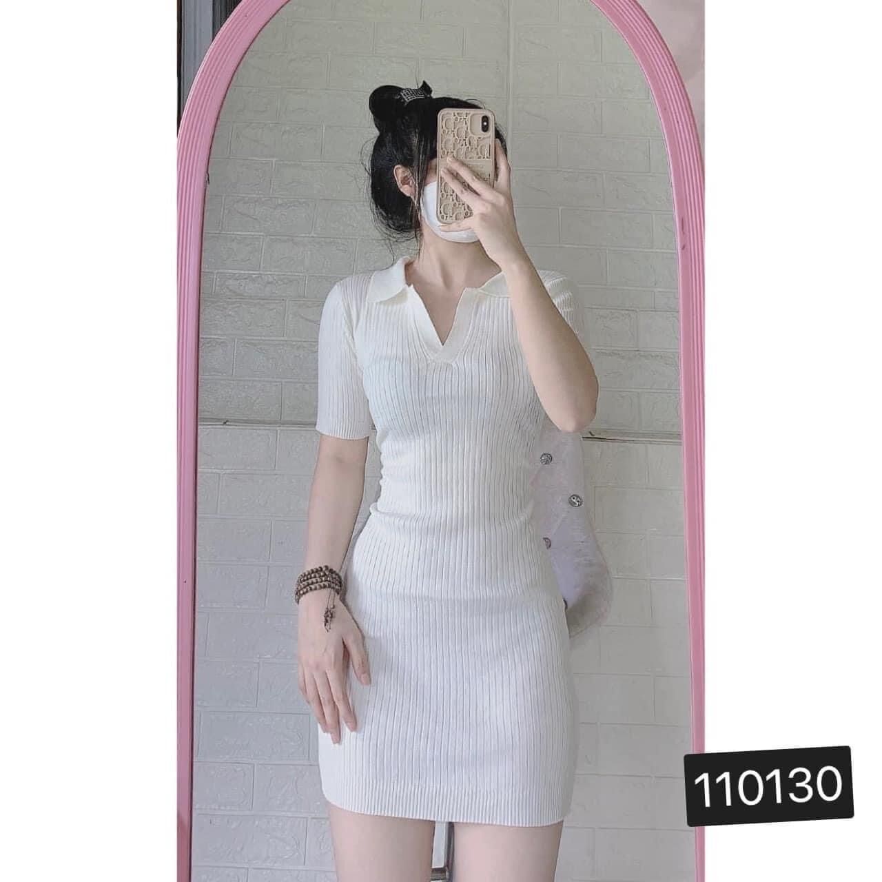 Đầm Thun Gân Tay Ngắn Ôm Body Basic