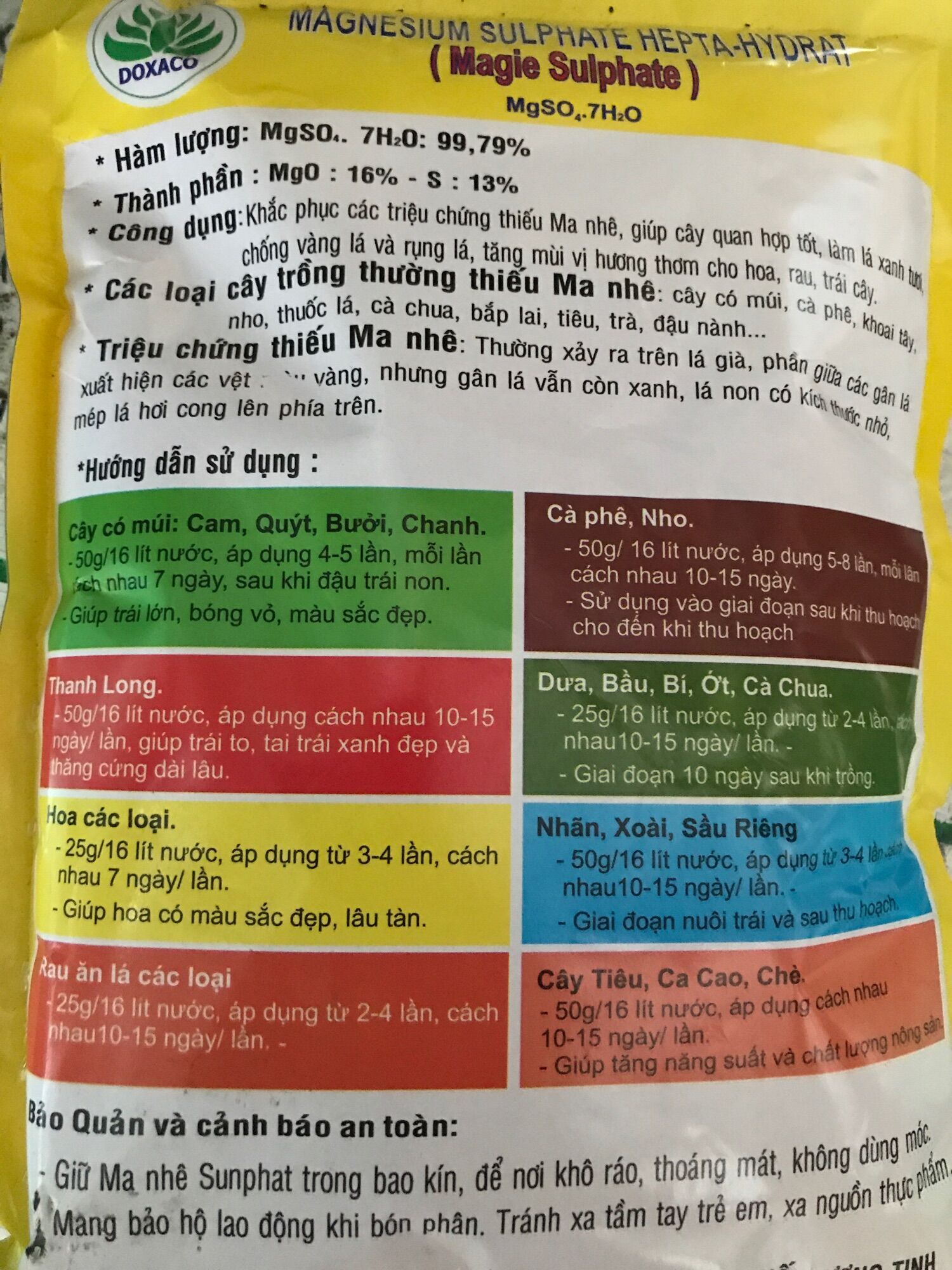 PHÂN TRUNG LƯỢNG Manhê Sunphat (Magie Sulphate)
