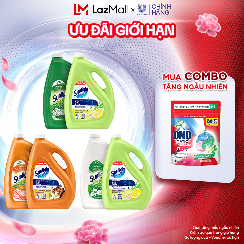 Combo Nước rửa chén + Nước lau sàn Sunlight can 3.5/3,6kg