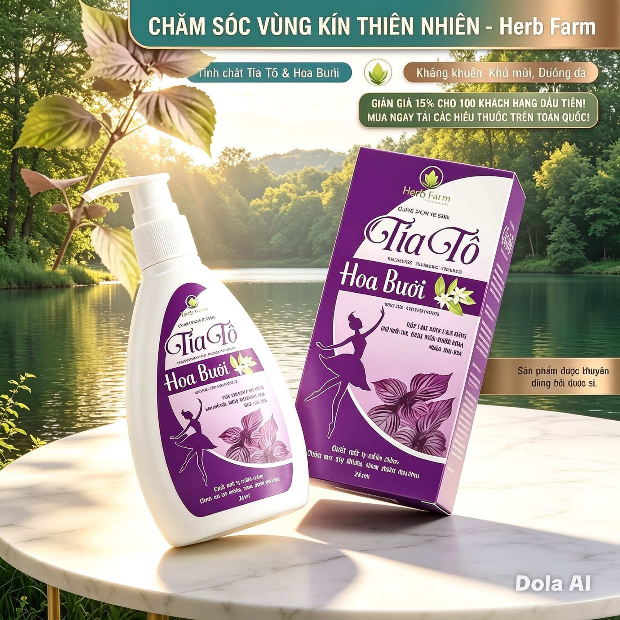 Dung Dịch Vệ Sinh Phụ Nữ Tía Tô Hoa Bưởi Nano Bạc 150m