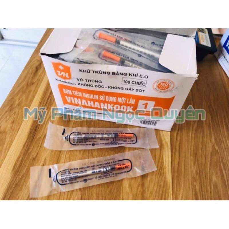 Bơm tiêm tiểu đường 1ml Vinahankook Việt Nam (Hộp 100 cây)
