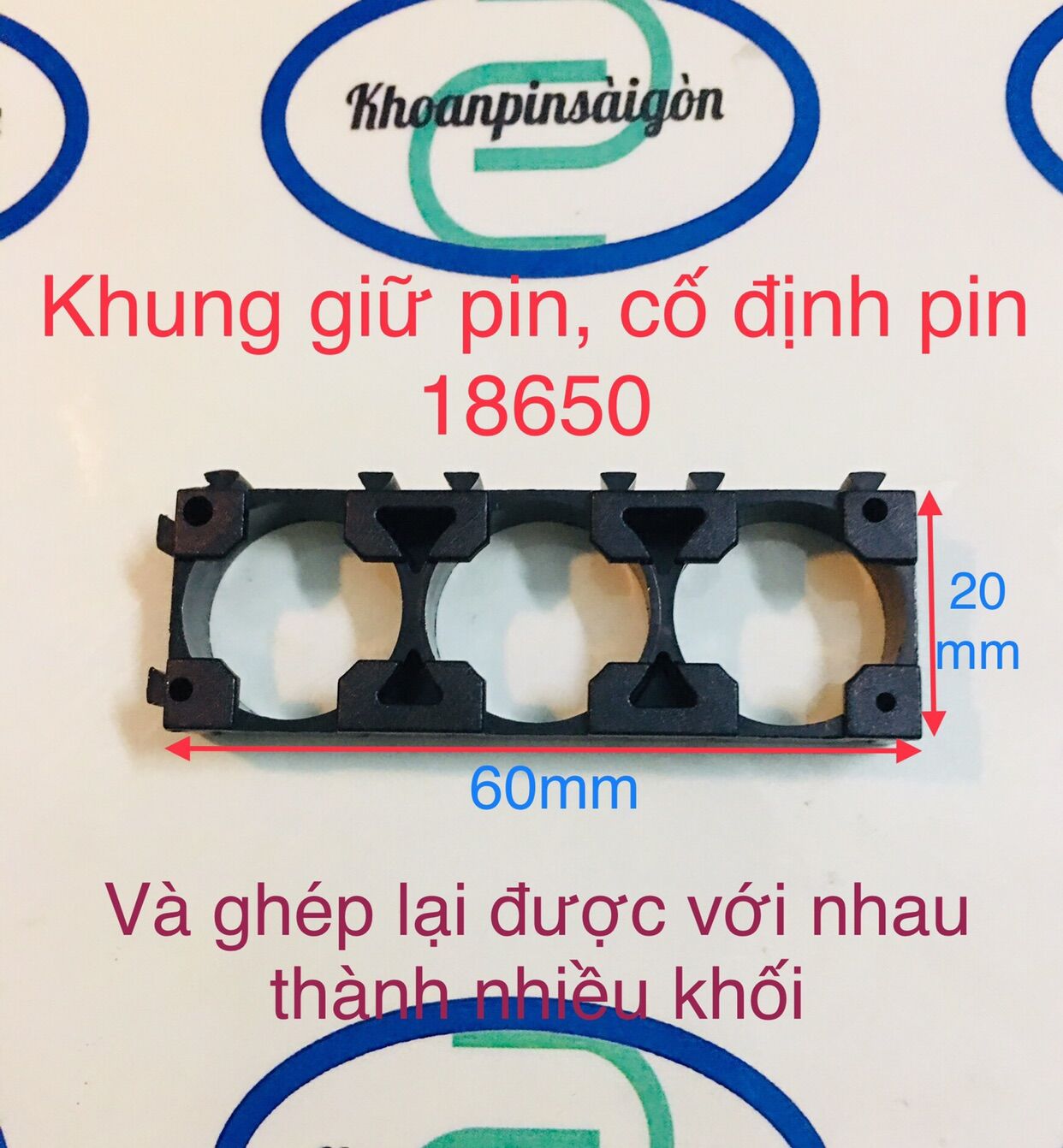 Khung ( đế) giữ pin lion 18650 loại 1cell và 3cell