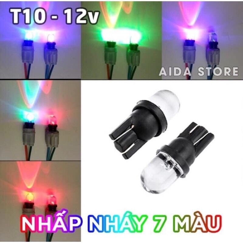 [ Giá 1 Bóng ] Đèn Led Si Nhan Đèn Báo Số Nhấp Nháy 7 Màu Gắn Các Dòng Xe