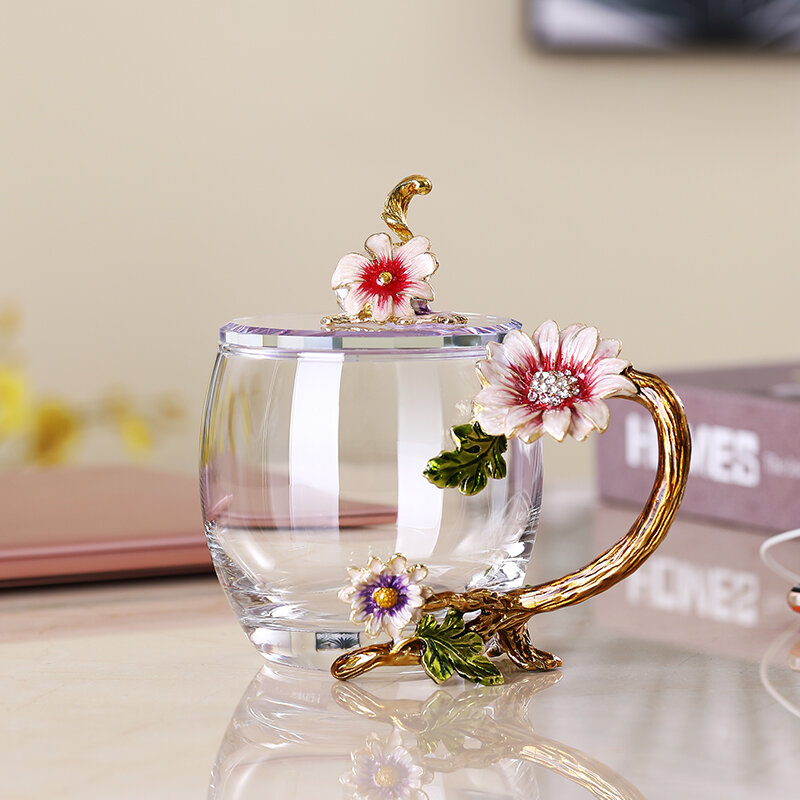 Enamel Colored Glass Cup For Women As High-Quality Gift - 2