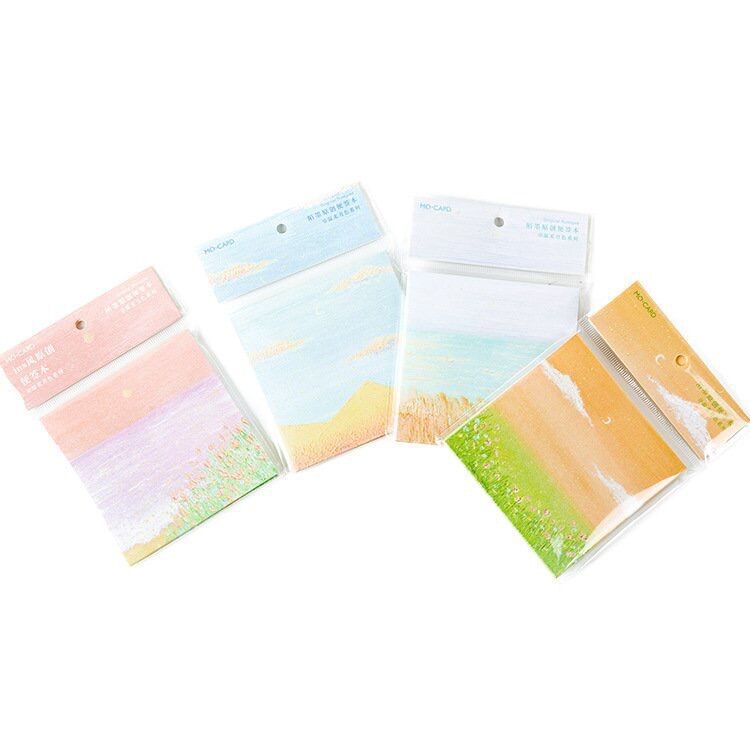 Giấy ghi chú sticky note tranh phong cảnh, bò sữa, 3 tầng thú siêu cute