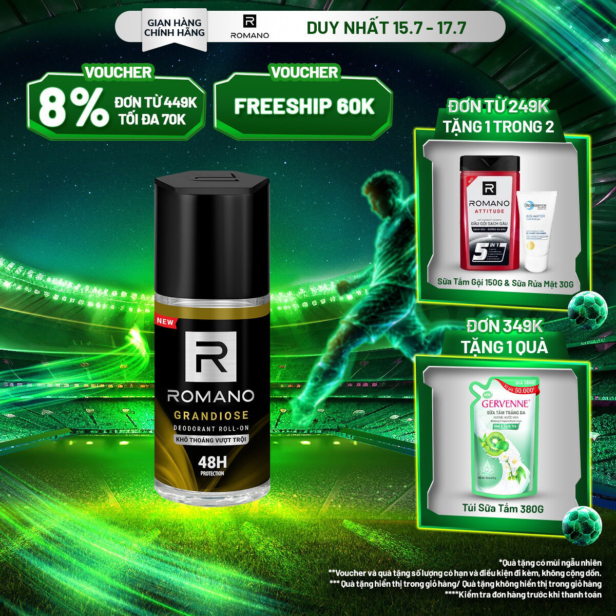 ROMANO LĂN KHỬ MÙI GRANDIOSE 50ML