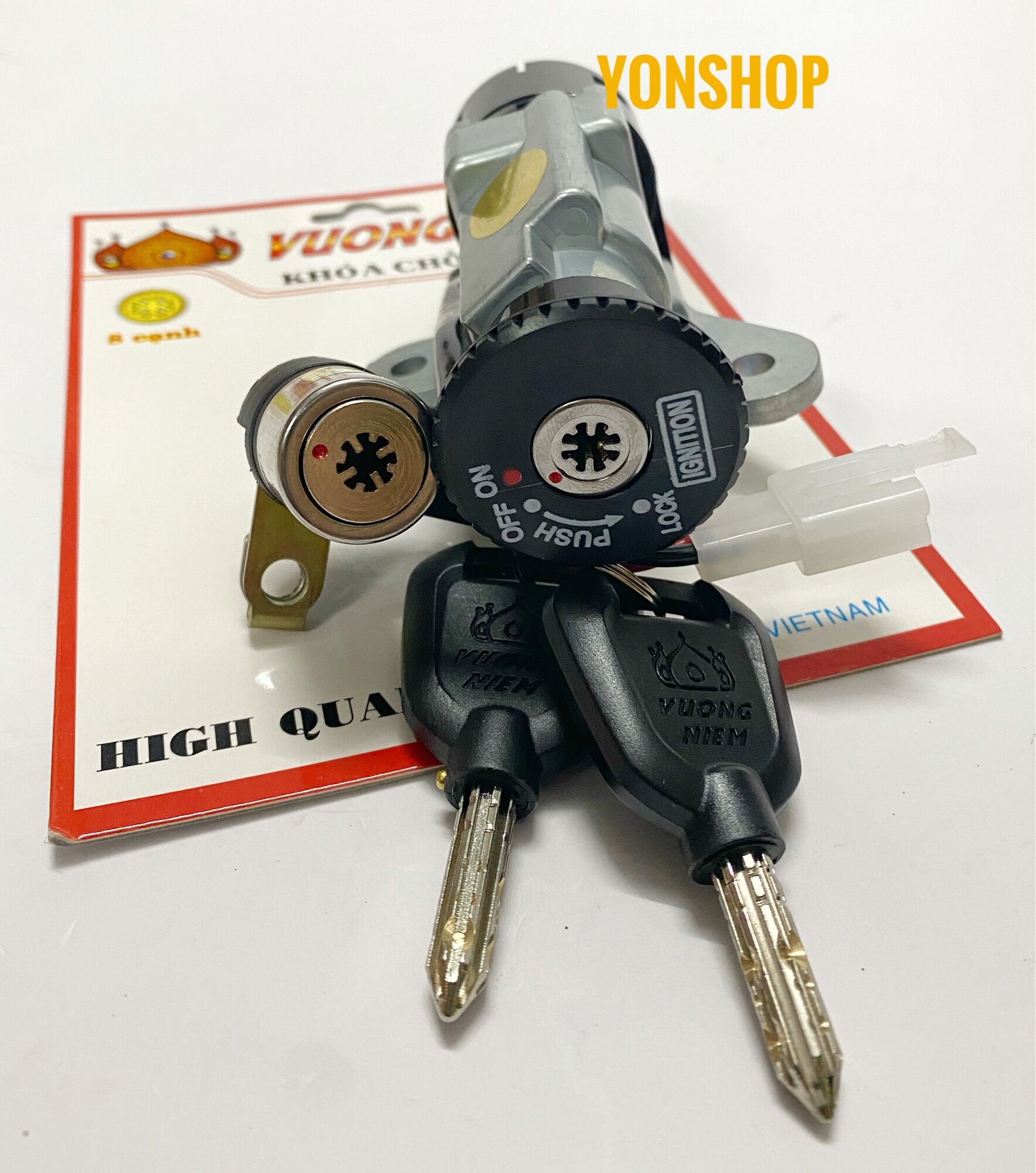 Bộ ổ khoá xe sirius chìa 6 - 8 cạnh chống trộm hàng cao cấp chính hãng vương niệm