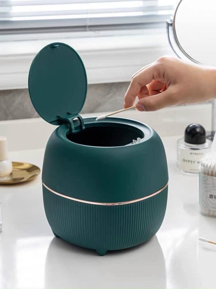 Thùng rác mini để bàn để xe ô tô tiện lợi -thùng giác thông minh phong cách bắc âu có nắp bấm