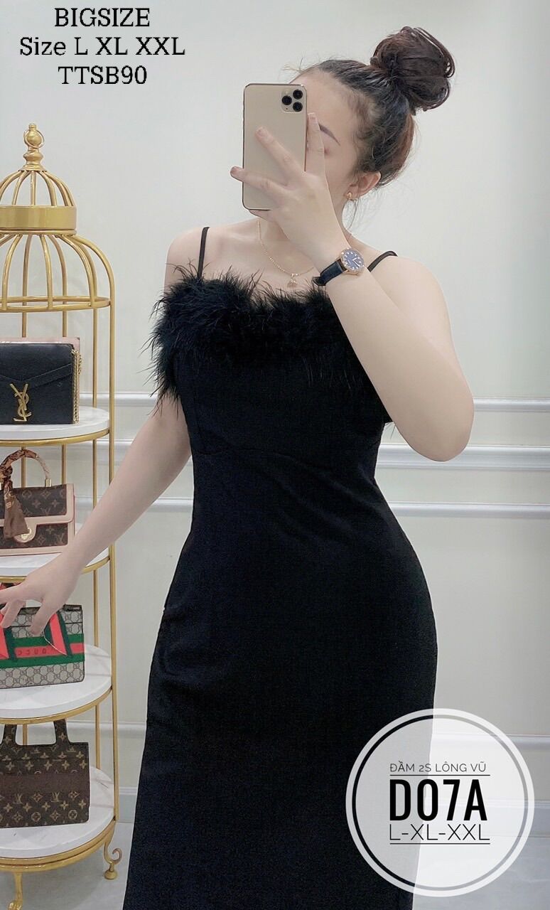 BIGSIZE (55-90kg) ĐẦM 2S LÔNG VŨ ( Ảnh thật)