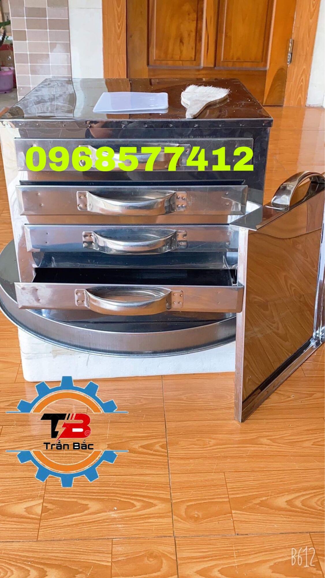 Nồi tráng bánh cuốn Tủ hấp bánh cuốn bánh mướt 4 tầng bằng inox,máy hấp bánh cuốn bánh mướt(Tặng thêm 1khay