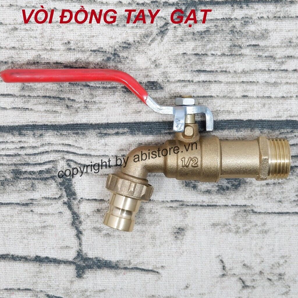 Vòi Đồng Tay Gạt FE dn15(phi 21), dn20(phi 27), Vòi Nước Nhà Tắm Đồng Đẹp Giá Rẻ