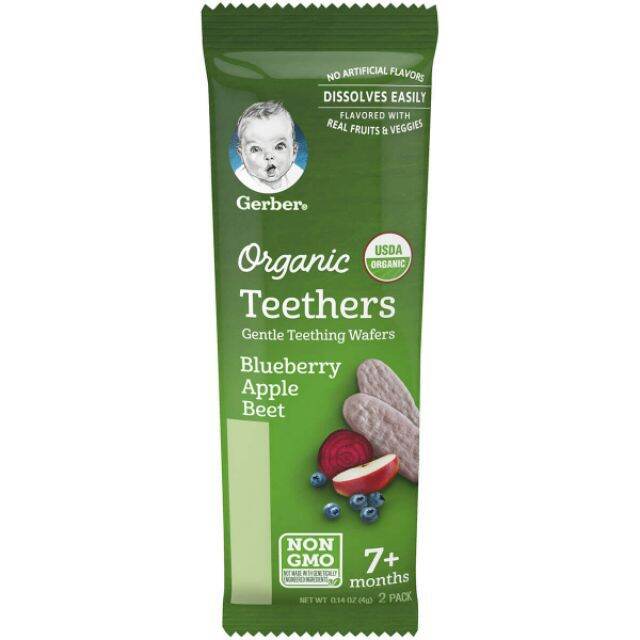 (Nhập Mỹ - Date 07/2024) Bánh gạo ăn dặm Organic Gerber Teethers