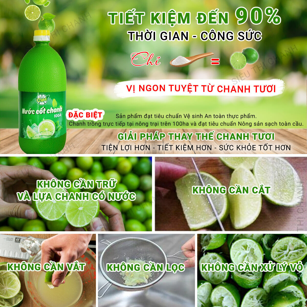 Nước Cốt Chanh Tươi CHAVI 1 Lít [NHÀ CUNG CẤP - Có Cam Kết]