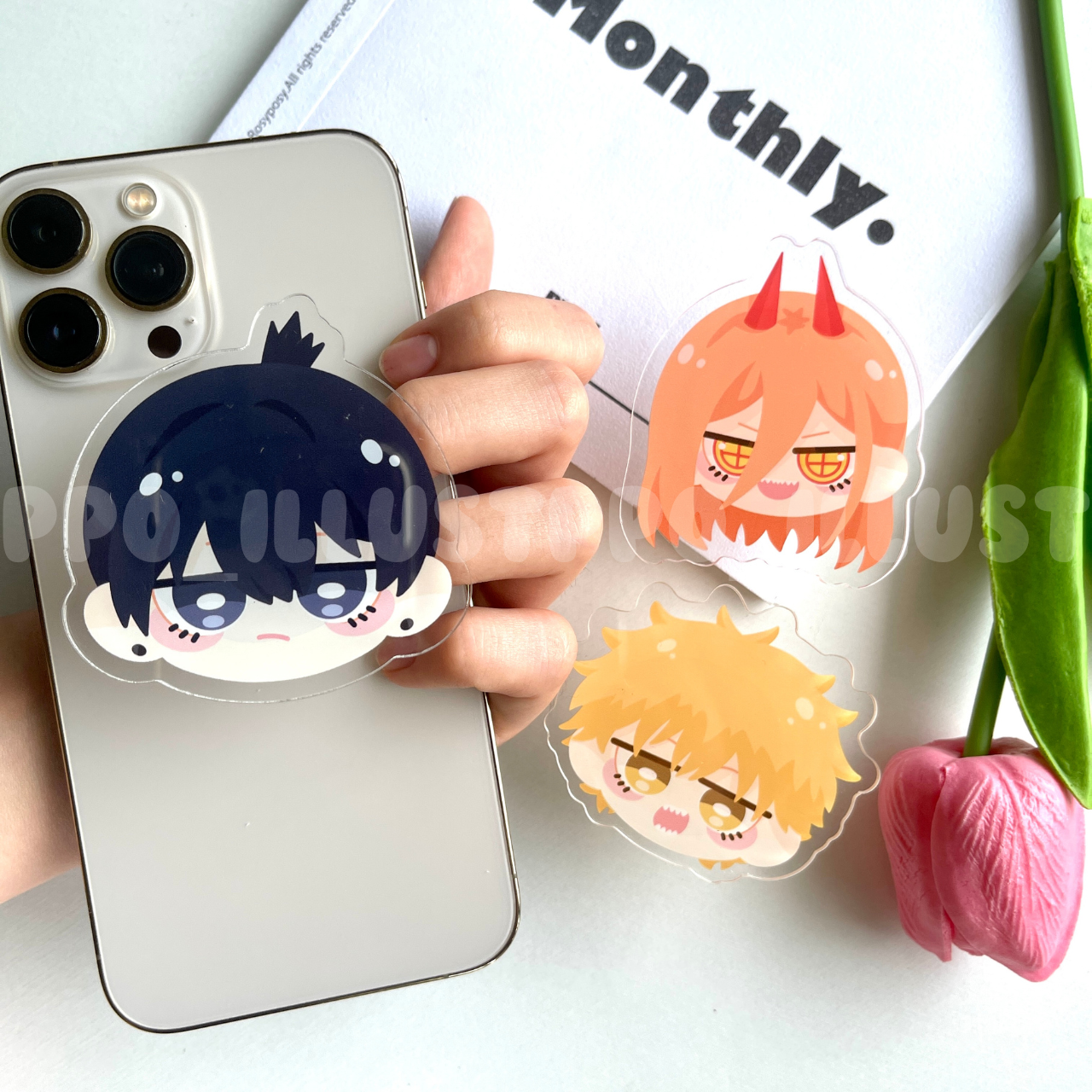 Ppo | Giá đỡ điện thoại Griptok Popsocket Anime Chainsaw Man - Thợ Săn Quỷ 5cm