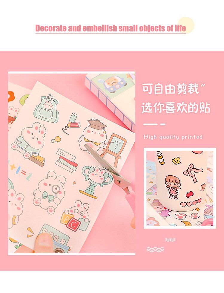 Set 4 tấm sticker trang trí siêu dễ thương