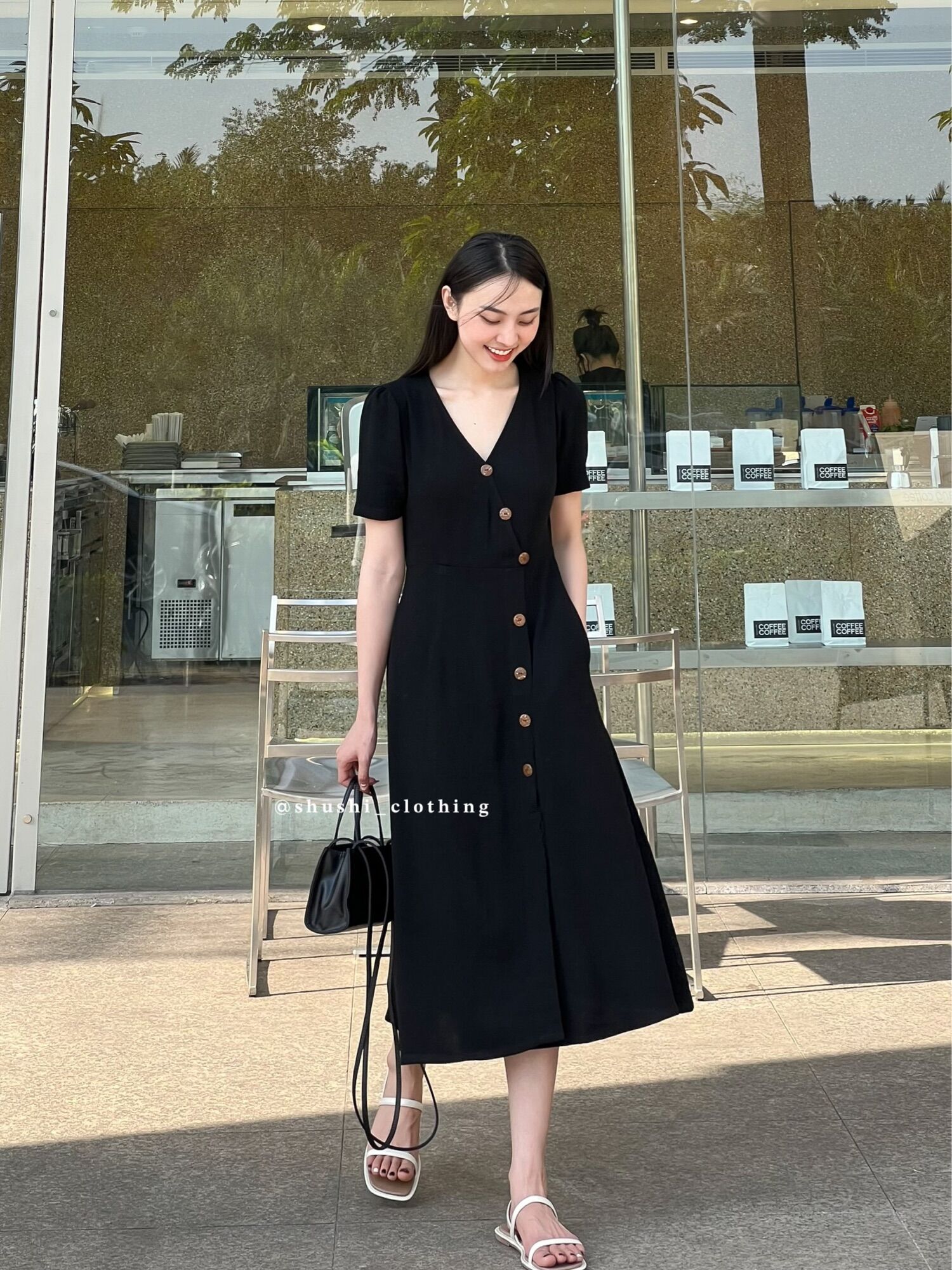 Bamboo Dress - Đầm Linen Cúc Gỗ ( ảnh chính chủ )