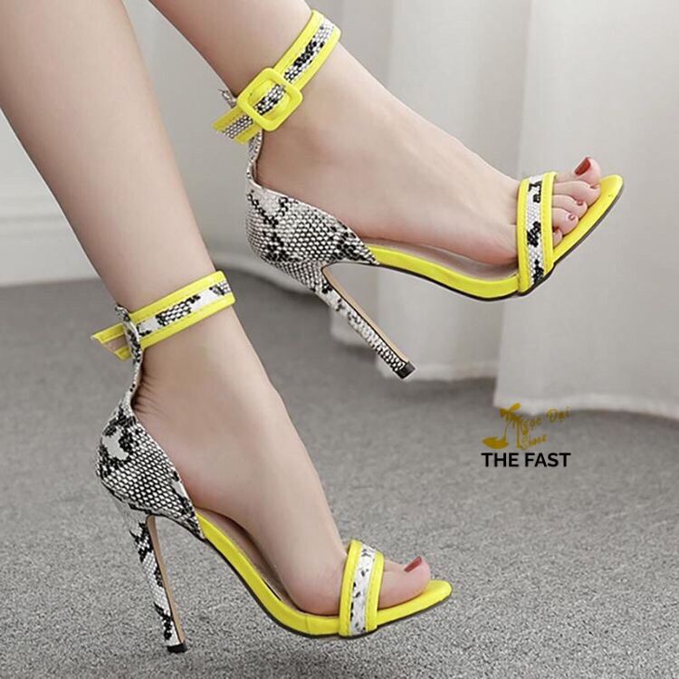Giày sandals nữ cao gót nhọn phối màu ND155