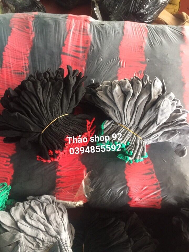 Găng gang tay vải MÚT đen-xám/12 đôi