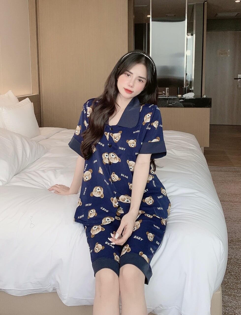 Đồ Bộ Pyjama Lửng Nữ Mặc Nhà Lụa Mango Freesize 45-62kg