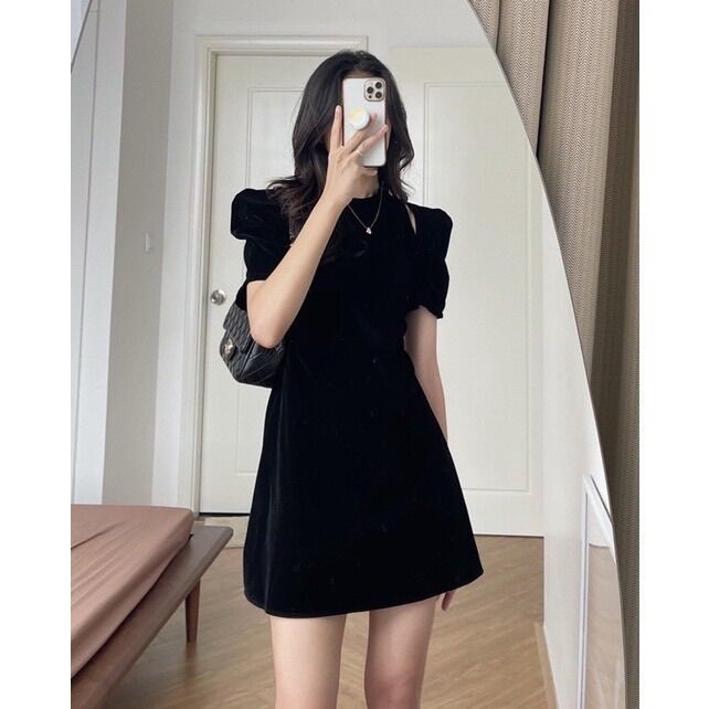 (D124 SHOP BIGSIZE NỮ 50KG ĐẾN 90KG) đầm khoét vai không nơ cổ tròn