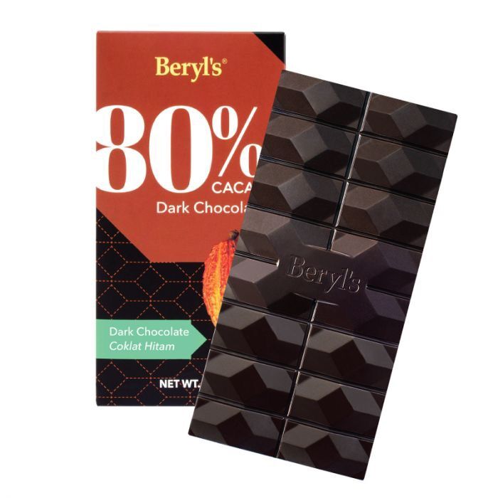 Beryl's 80% cacao dark chocolate bar 90g sô-cô-la ca cao đen không đường 80%