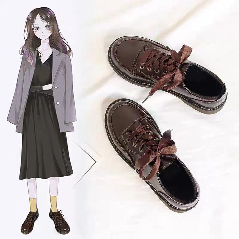 Giày oxford da mềm 2 kiểu dây thắt phong cách vintage