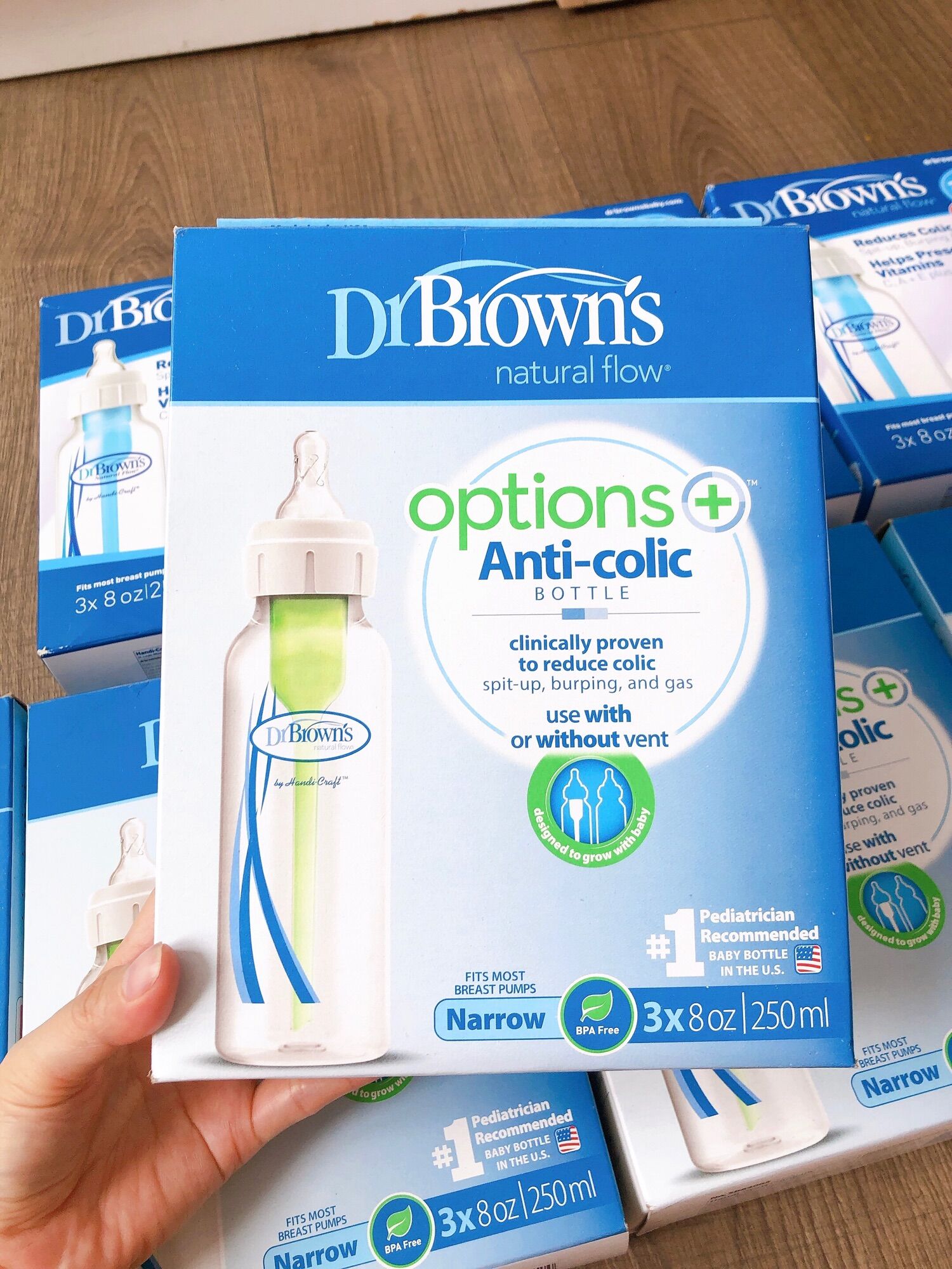 [Hàng Mỹ] Set 3 bình Dr Brown’s 250ml cổ hẹp Option Plus+ (mẫu mới)