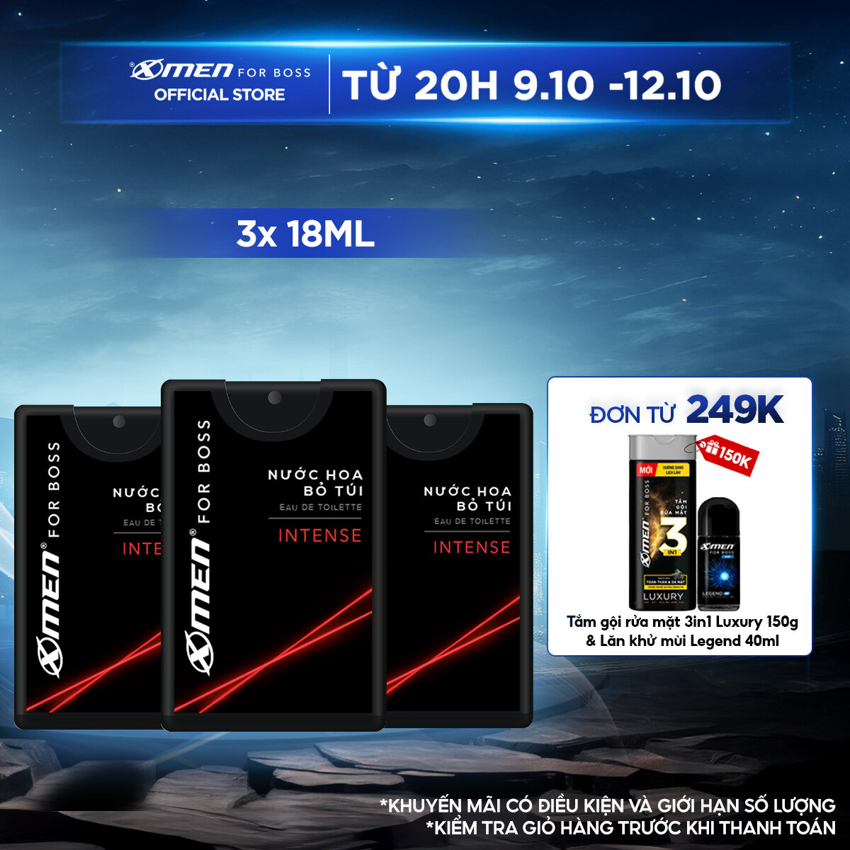 Bộ 3 Nước hoa bỏ túi Xmen for Boss Intense 18ml/chai