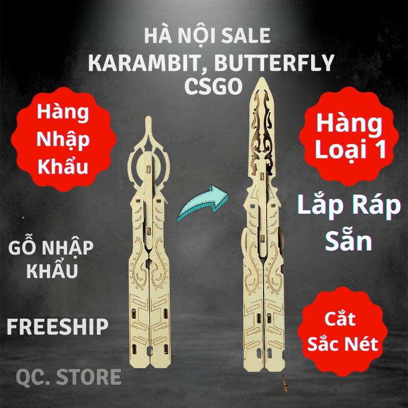 Mô Hình Csgo Dao Karambit Bằng Gỗ Lắp Ráp Plywood đồ chơi an toàn chắc chắn sưu tầm 3d kiếm đao lego