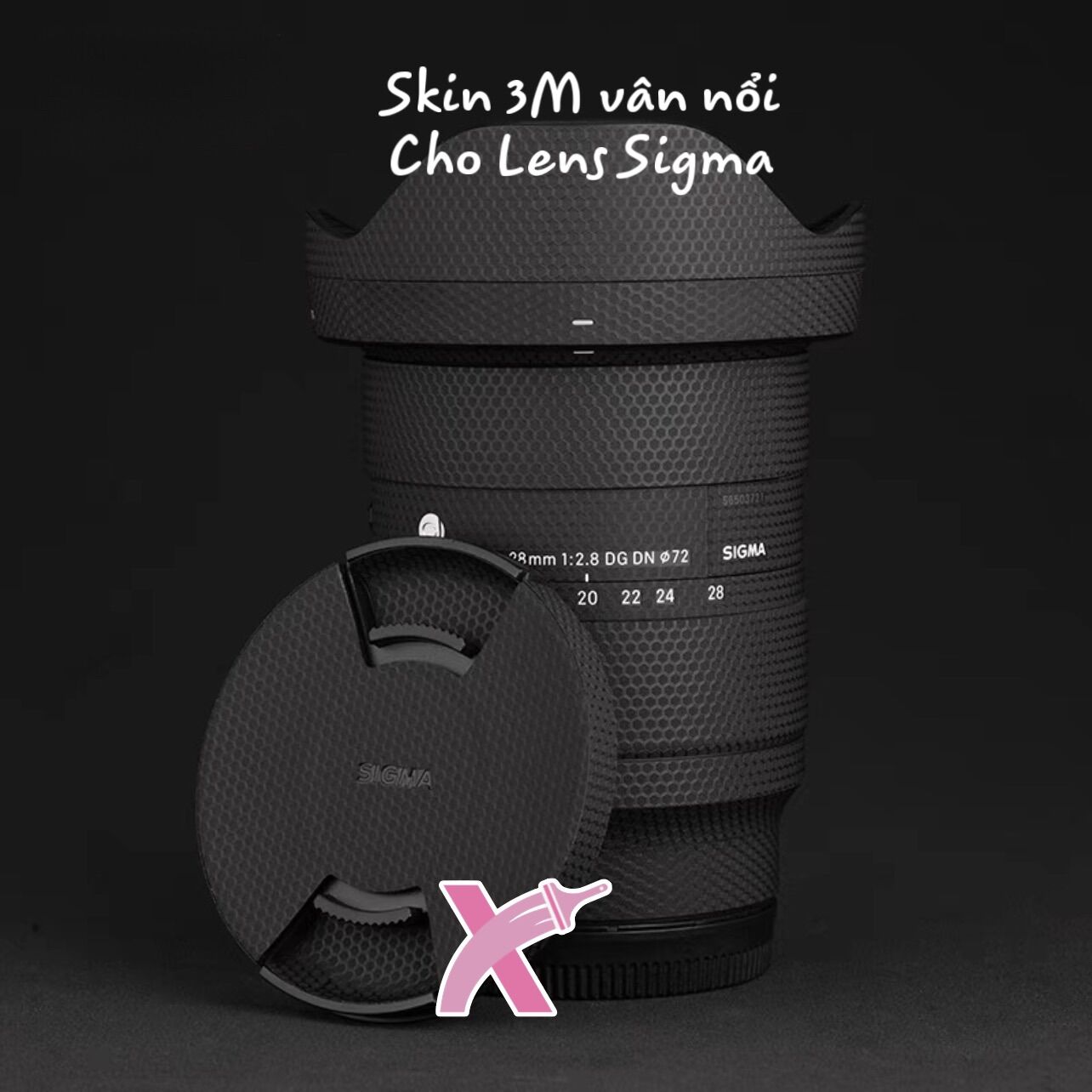Miếng dán, skin 3m vân nổi black matrix cho lens sigma ngàm e, sigma 24-70/ sigma 28-70...