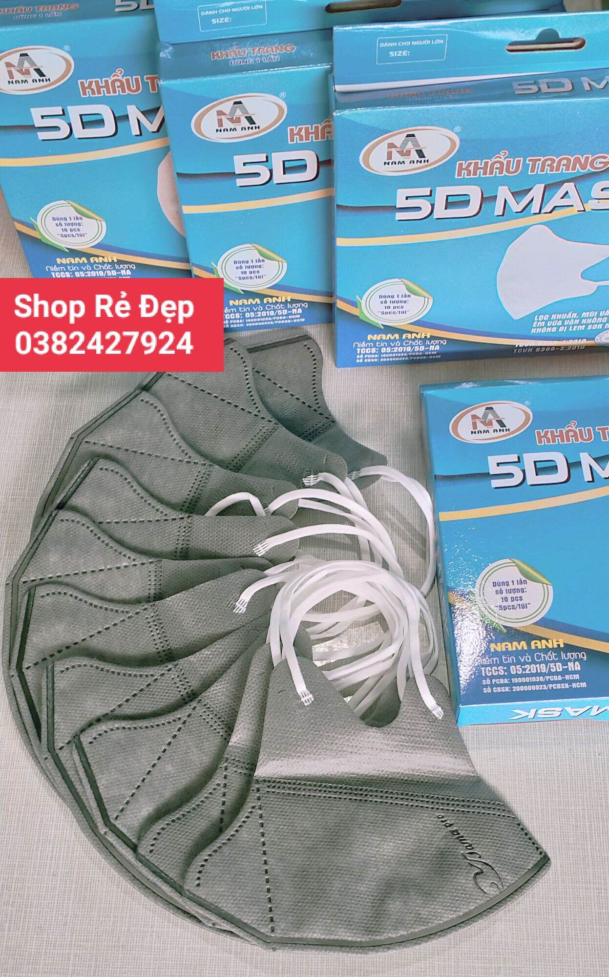 Combo 10 hộp khẩu trang y tế 5D quai thun. mỗi hộp 10 cái. có đủ màu được mix màu. hãng Nam Anh famapro