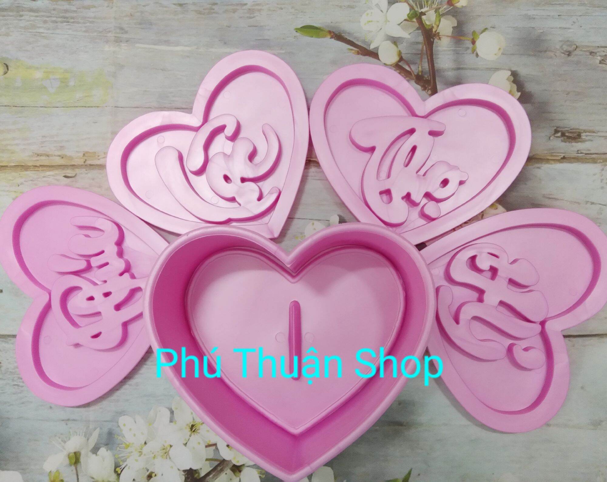 Bộ 1 khuôn xôi tim 4 mặt phúc lộc thọ hỷ 15 cm