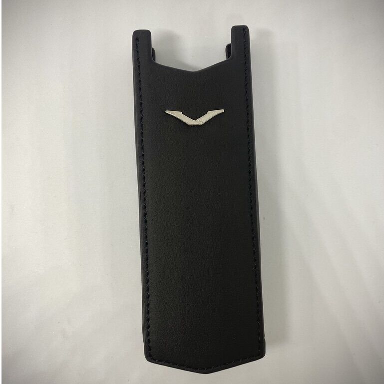 Bao da Vertu đen logo bạc sigtature Sp