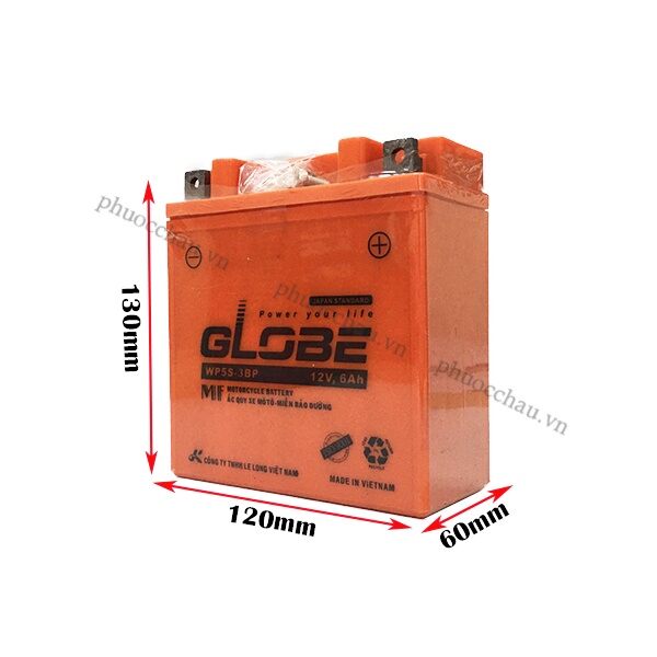 Bình ắc quy xe máy GLOBE 12v 6Ah