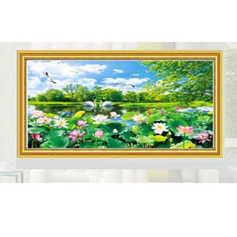 Tranh thêu chữ thập ĐẦM SEN 223109 131x69cm Chưa thêu