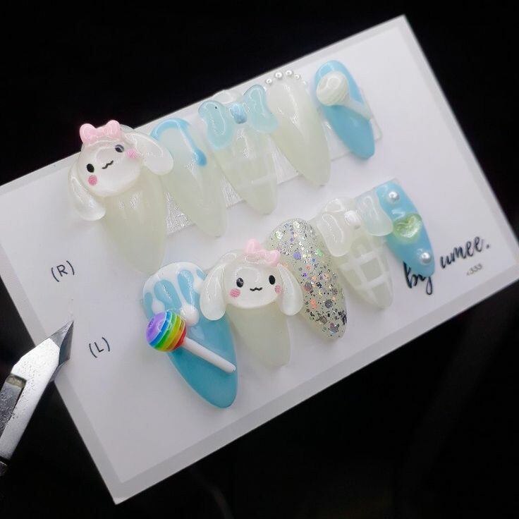 Mẩu NailBox Xinh Cute Gắn Charm Gấu