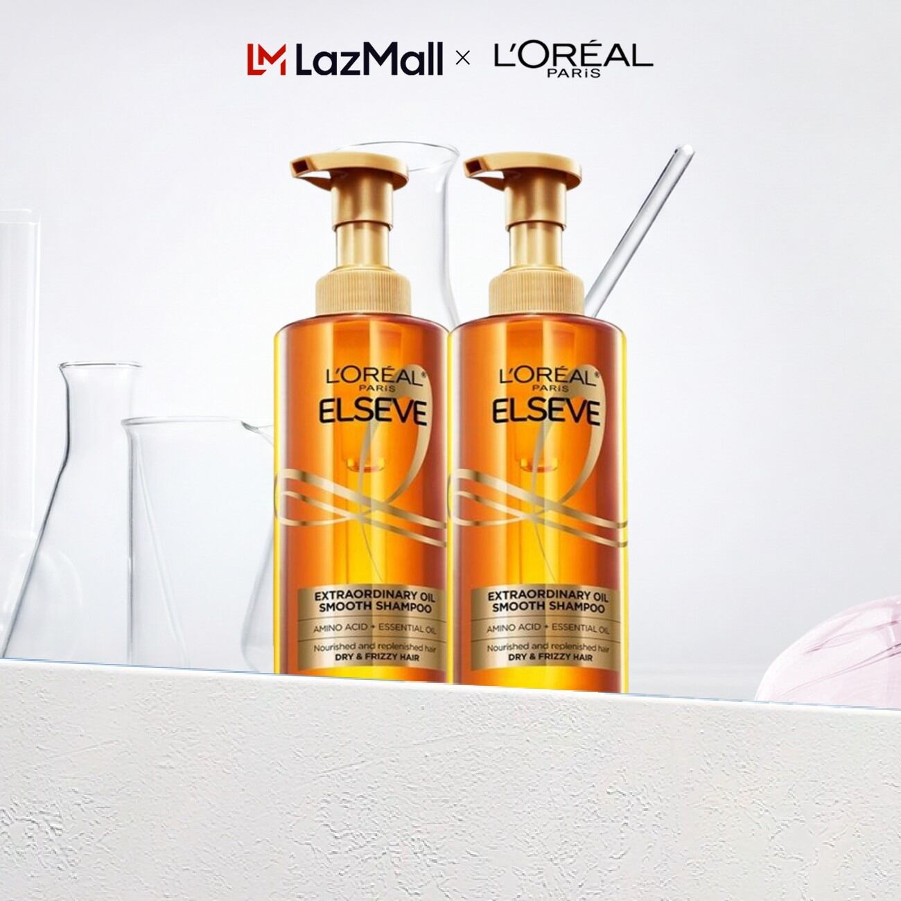 Bộ 2 dầu gội dưỡng tóc suôn mượt tóc cao cấp L'Oreal Paris Extraordinary Oil Sleek 440ml x2 - Virtual
