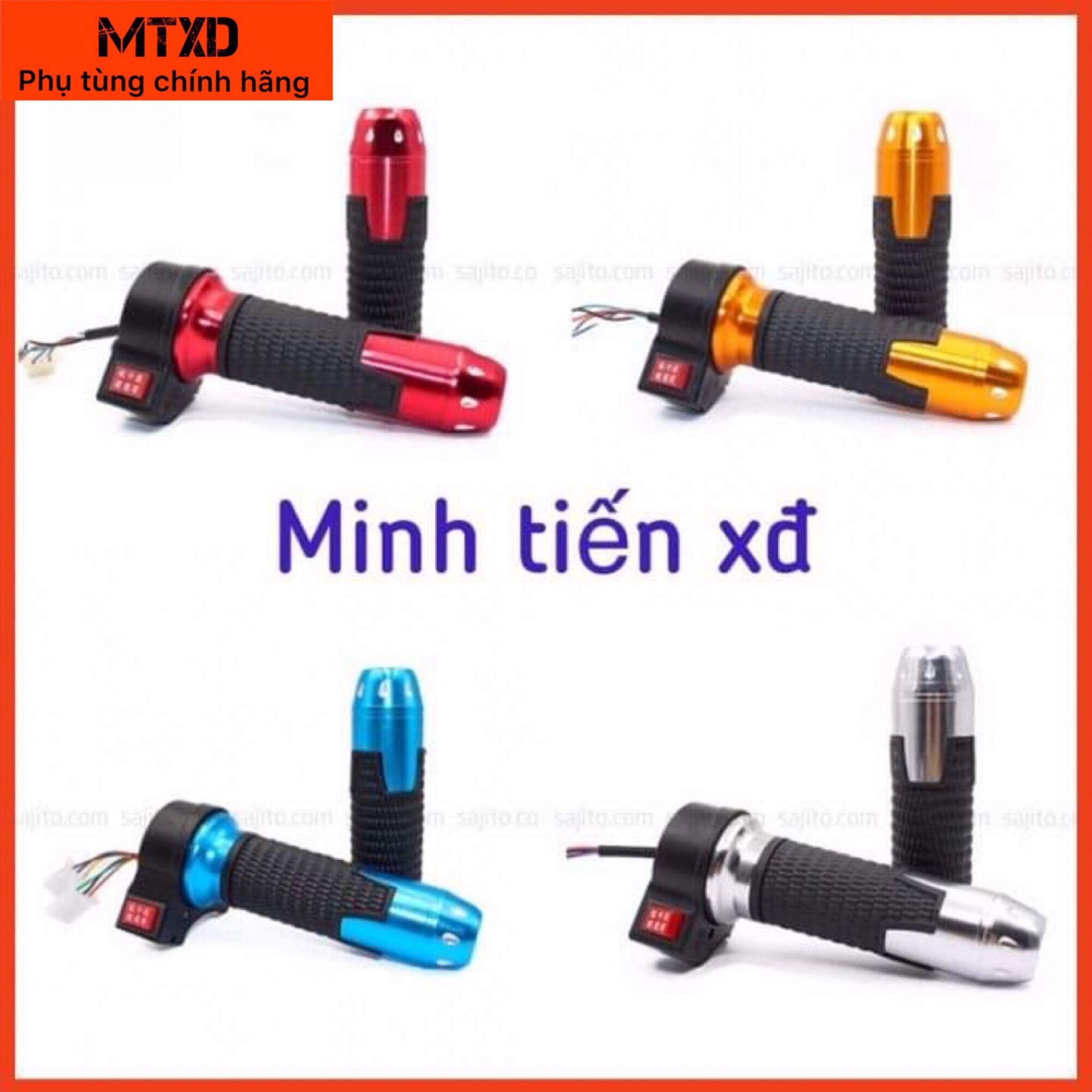 Tay ga xe đạp điện, xe máy điện có nút ấn 3 nấc bọc nhôm