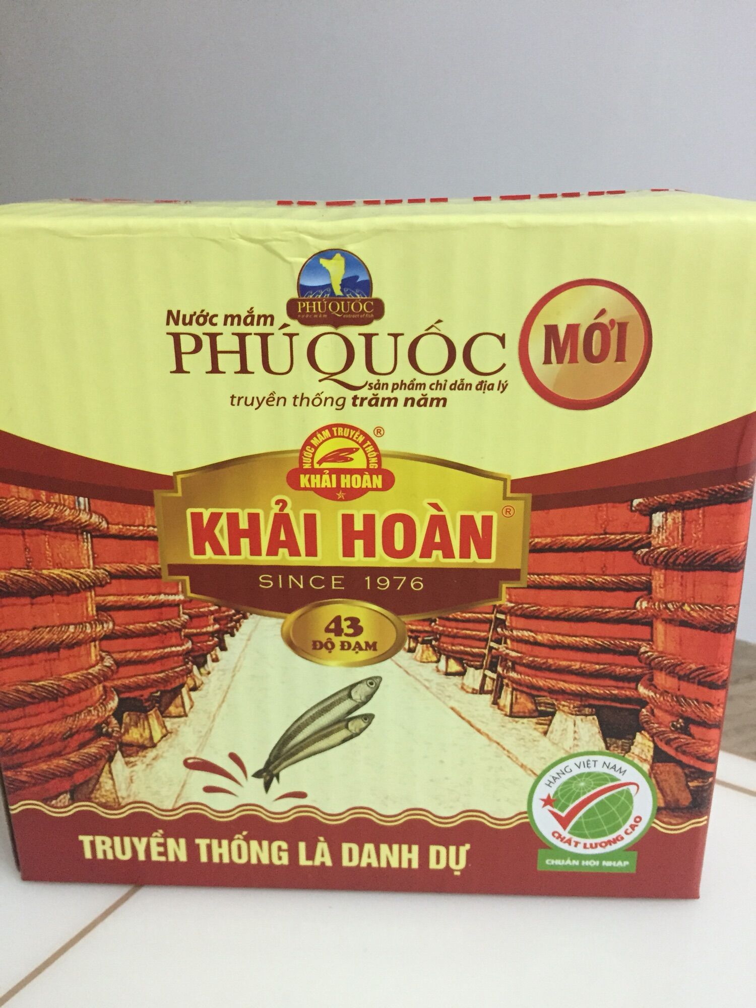 Nước mắm Khải Hoàn Phú Quốc 43 độ chai nhỏ 205ml thùng 6 chai