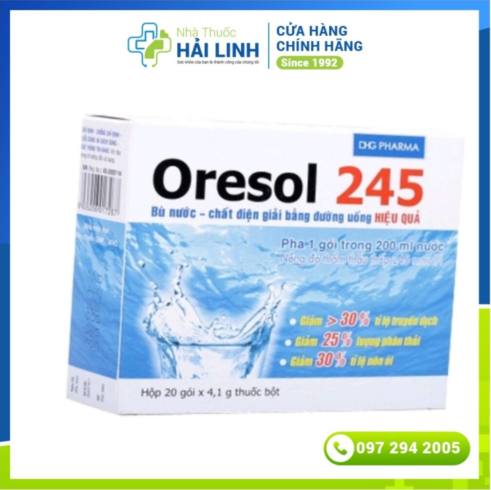Oresol 245 bù nước điện giải cho cơ thể Tặng quà Hộp 20 gói