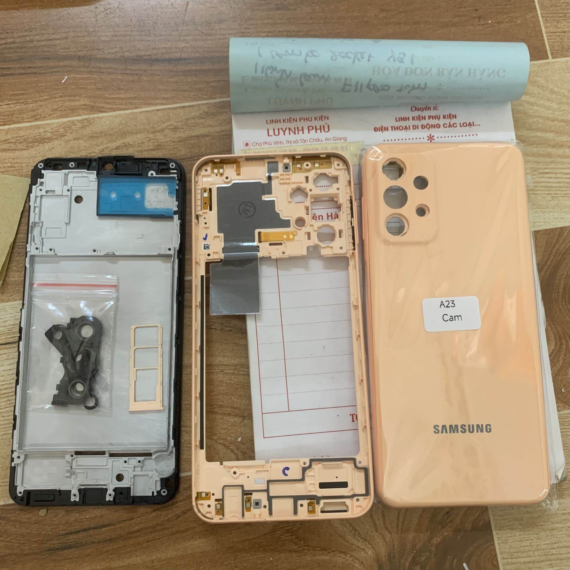 Vỏ samsung A23 4G A235F có khay sim kính camera bao test