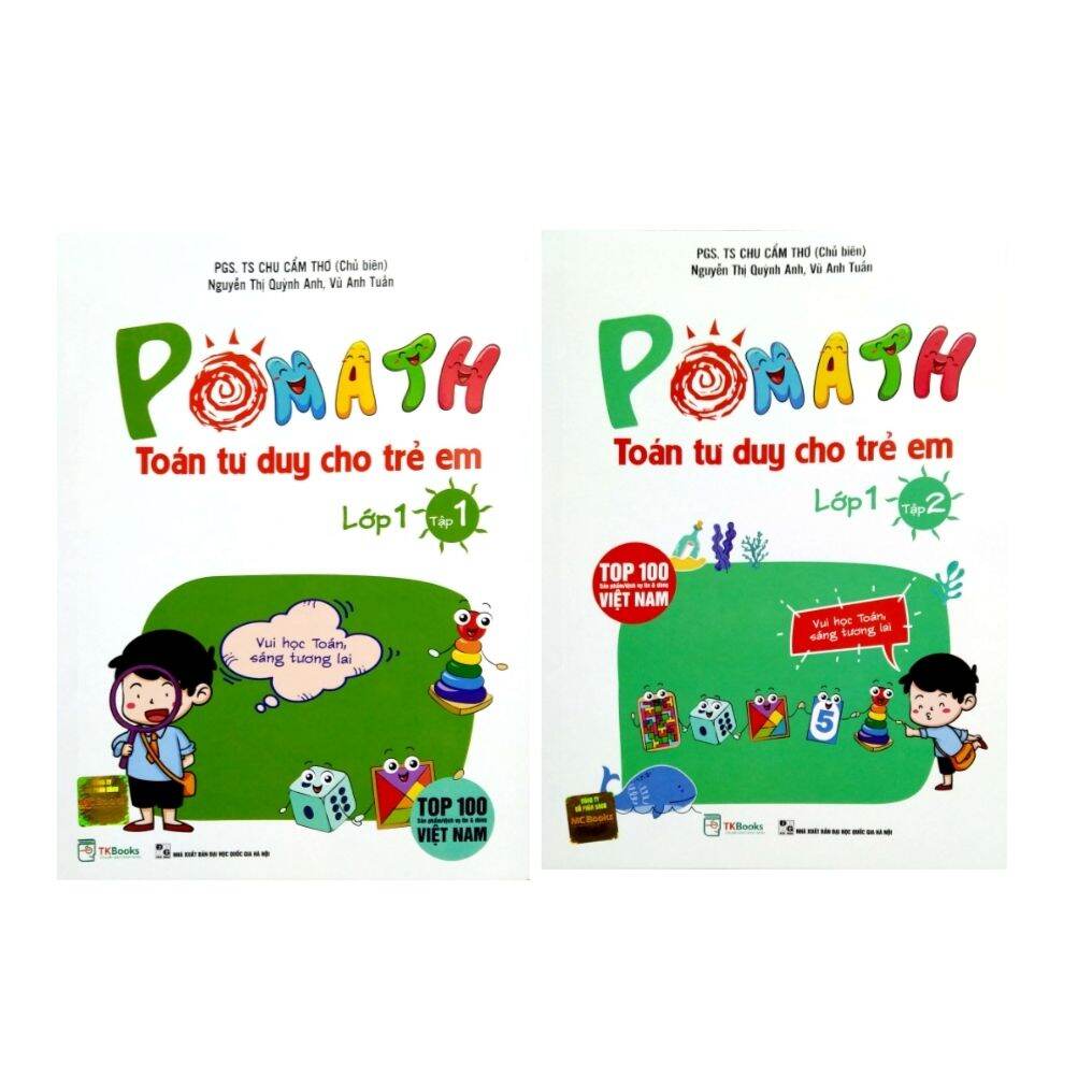 Combo 2 cuốn pomath toán tư duy cho trẻ em lớp 1 tập 1 + tập 2
