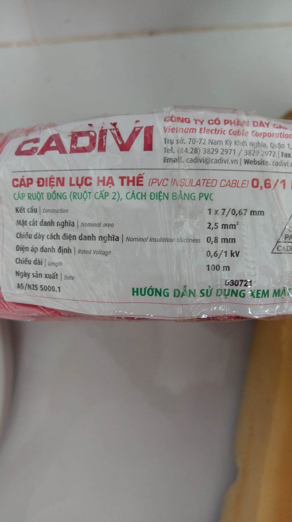 100 met Dây dẫn điện cáp điện Cadivi 2.5 giá