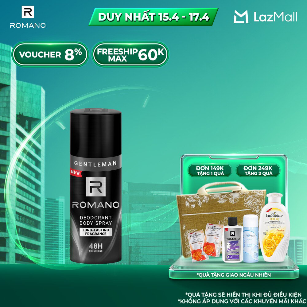 Xịt khử mùi toàn thân Romano Gentleman 150ml