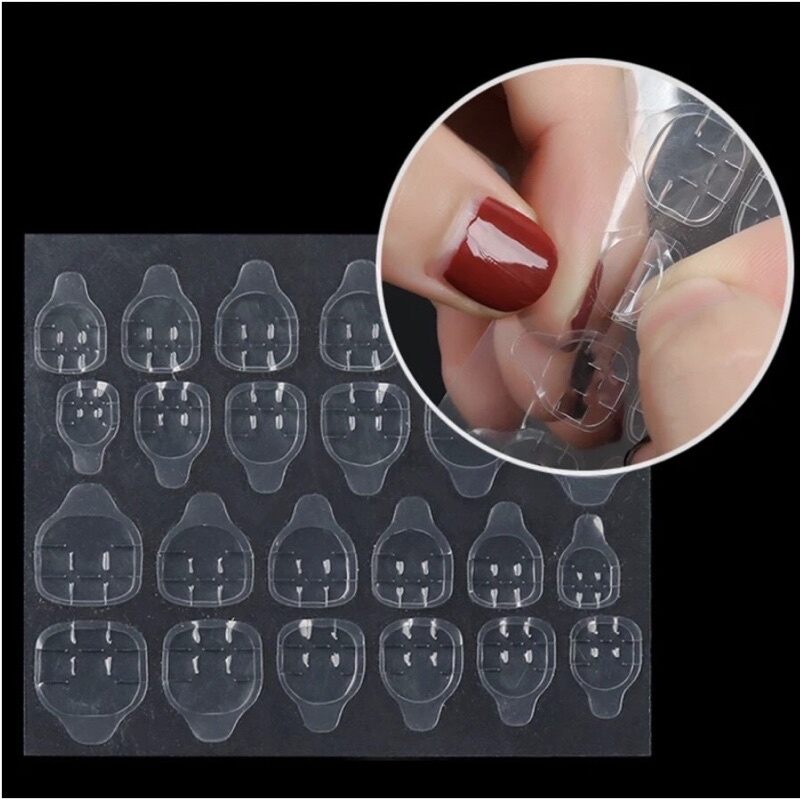 Miếng keo dán móng giả bằng silicon trong suốt, loại 24 miếng dán