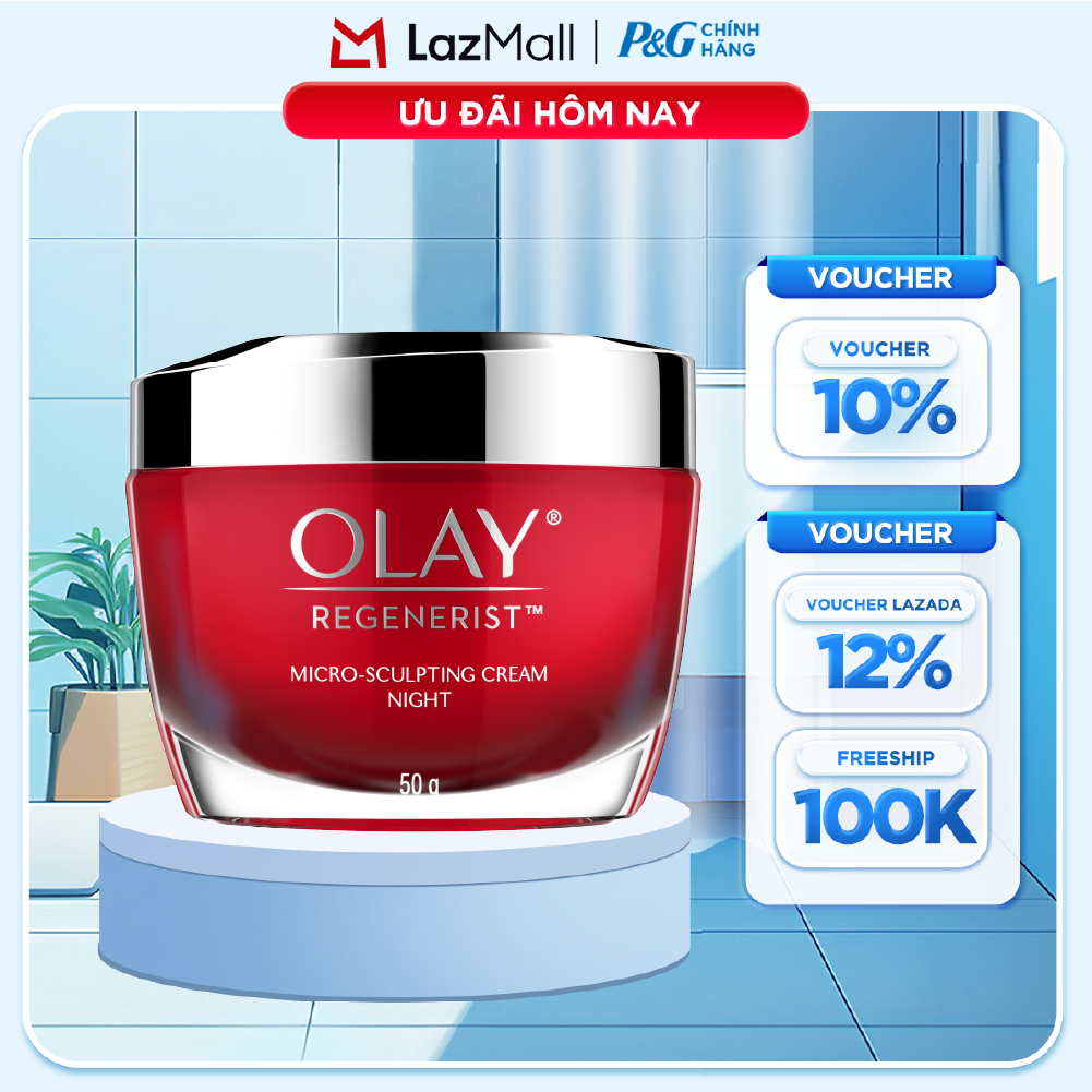 Kem Dưỡng Ban Đêm OLAY REGENERIST Căng Mướt, Sáng Khỏe  Phục Hồi Dấu Hiệu Lão Hóa Hũ 50G