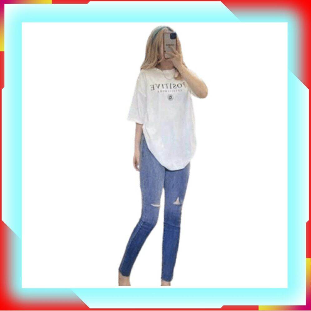 Quần jean nữ loang rách, quần bò nữ loang đen rách 3 vạch lưng cao dáng ôm chất vải dày dặn co giãn 4 chiều