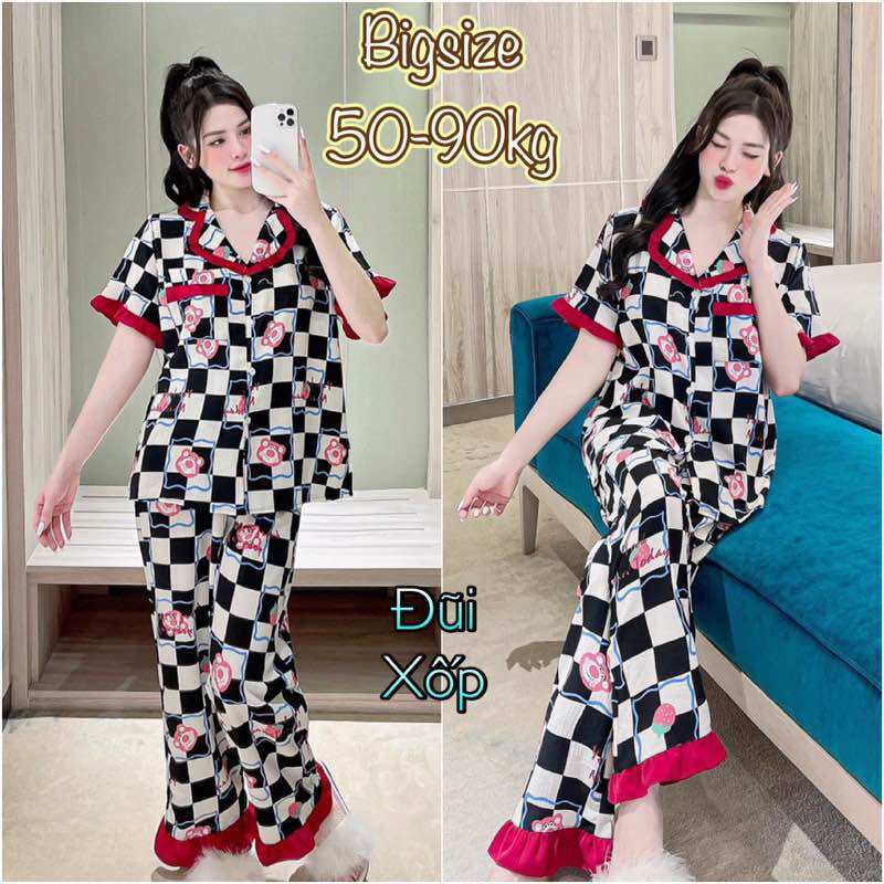 Đồ bộ bigsize 55-90kg đũi xốp tiểu thư tay ngắn quần dài
