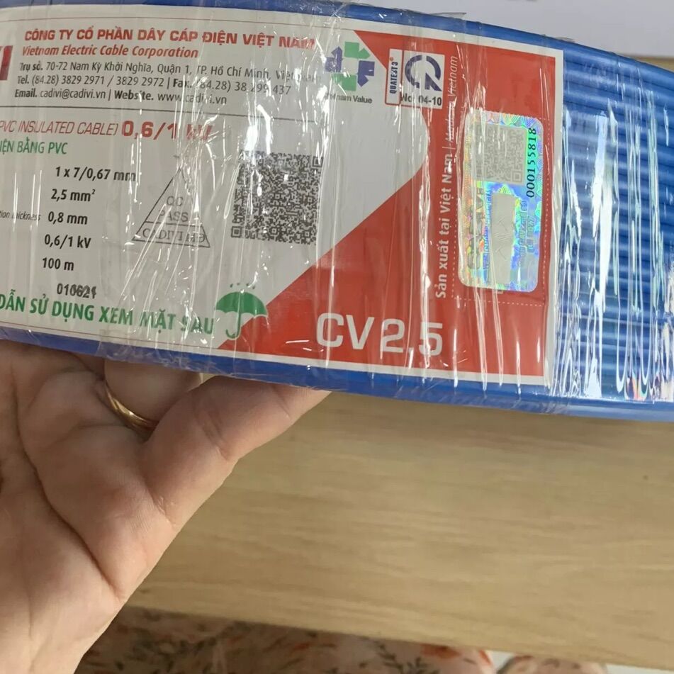 [HCM]Dây điện đơn Cadivi CV 2.5 (cuộn 100m)