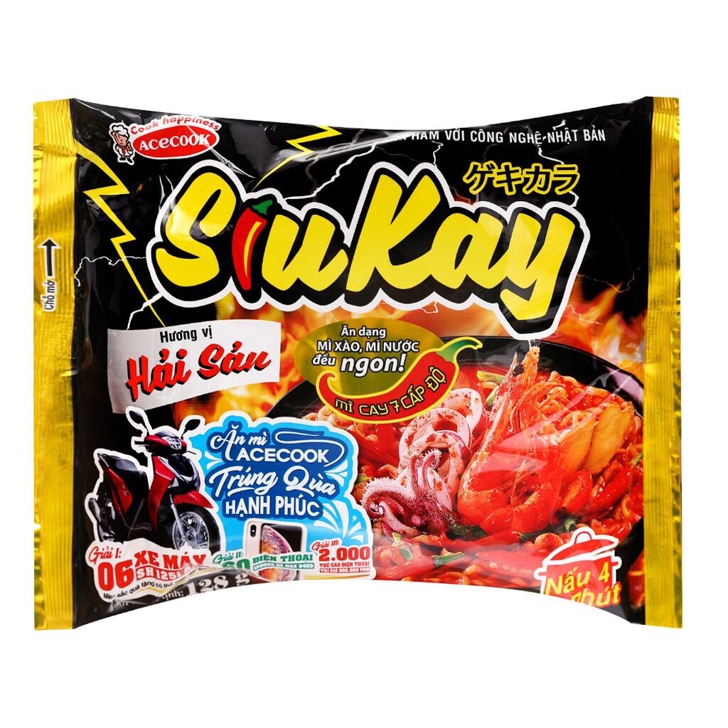 Mì SiuKay Acecook 3vị (Hải Sản ,Bò ,Gà cay Phô Mai)